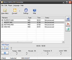 Click to view Direct MIDI to MP3 Converter 7.0 screenshot